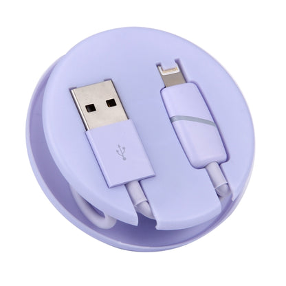 1m Circular Bobbin Gift Box Style 8 Pin to USB Data Sync Cable with Indicator for iPhone, iPad(Purple) - Normal Style Cable by buy2fix | Online Shopping UK | buy2fix