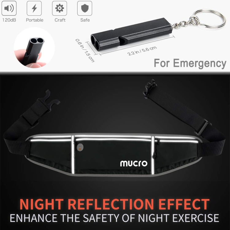 Mucro Running Fanny Bag Large Capacity Sports Belt Waist Pouch Bag with Survival Whistle & Adjustable Extender for iPhone 12  / 12 Pro, iPhone XS Max and 6.5 inch Phones (Black) - More iPhone Cases by Mucro | Online Shopping UK | buy2fix