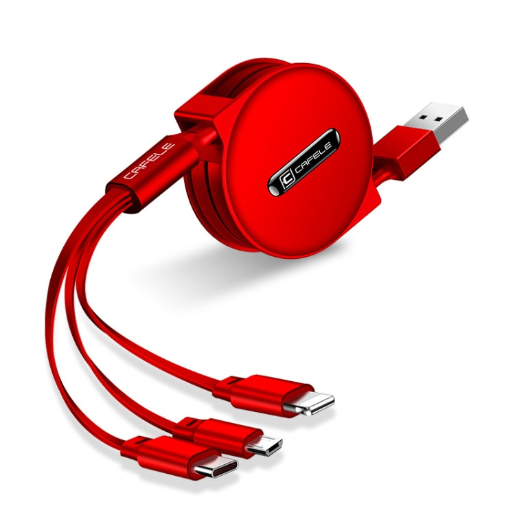 CAFELE 3 In 1 8 Pin + Micro USB + Type-C / USB-C Charging Data Cable, Length: 1.2m(Red) - Multifunction Cable by CAFELE | Online Shopping UK | buy2fix