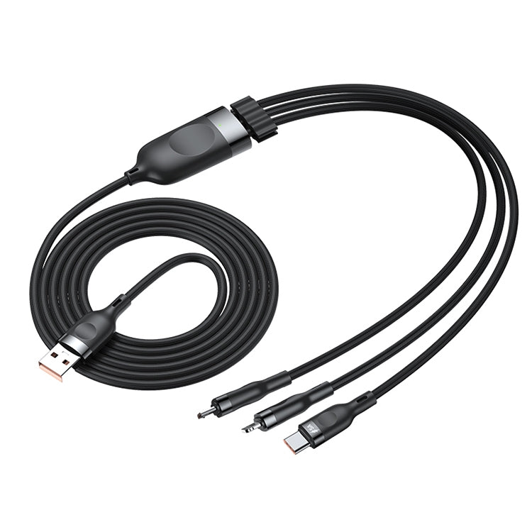 ADC-66 5A 66W 3 in 1 USB to 8 Pin + Micro USB + USB-C / Type-C Fast Charging Braided Data Cable, Cable Length: 1.2m - Multifunction Cable by buy2fix | Online Shopping UK | buy2fix