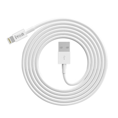 IVON CA70 8 Pin Fast Charging Data Cable, Length: 3m (White) - Normal Style Cable by IVON | Online Shopping UK | buy2fix
