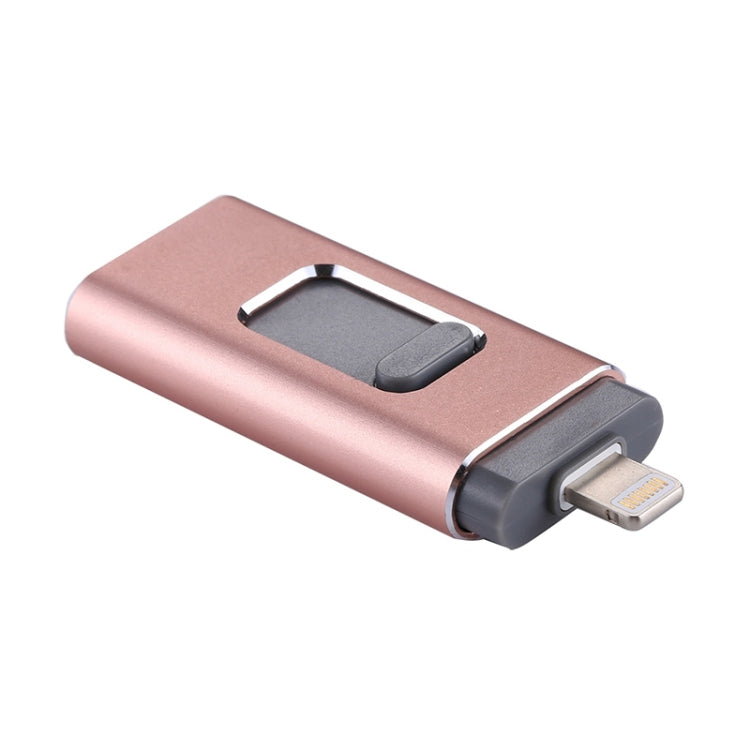 easyflash RQW-01B 3 in 1 USB 2.0 & 8 Pin & Micro USB 128GB Flash Drive(Rose Gold) - U Disk & Card Reader by buy2fix | Online Shopping UK | buy2fix