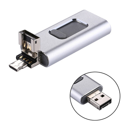 easyflash RQW-01B 3 in 1 USB 2.0 & 8 Pin & Micro USB 128GB Flash Drive(Silver) - U Disk & Card Reader by buy2fix | Online Shopping UK | buy2fix