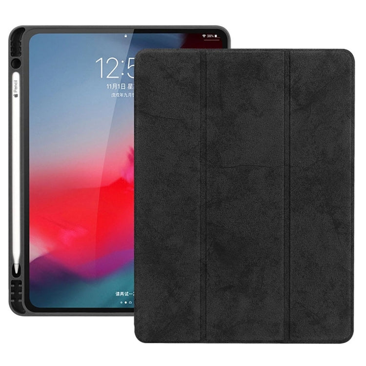 Horizontal Flip Leather Case with Pen Slot Three-folding Holder & Wake-up / Sleep Function for iPad Air 13 2024 / Pro 12.9 (2018)(Black) - iPad Pro 12.9 (2018) Cases by buy2fix | Online Shopping UK | buy2fix