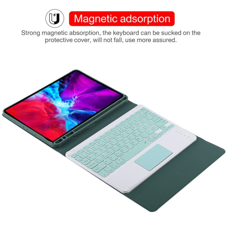 TG11BC Detachable Bluetooth Green Keyboard Microfiber Leather Tablet Case for iPad Pro 11 inch (2020), with Touchpad & Pen Slot & Holder (Dark Green) - For iPad Pro by buy2fix | Online Shopping UK | buy2fix