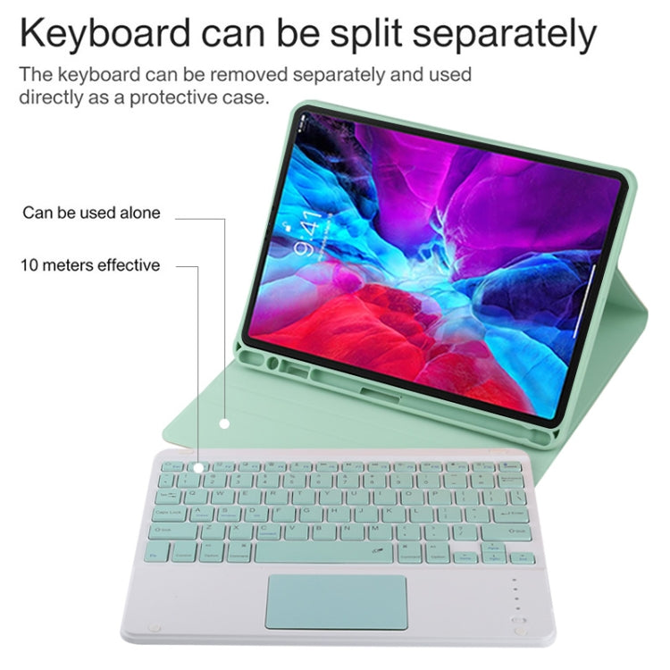 TG11BC Detachable Bluetooth Green Keyboard Microfiber Leather Tablet Case for iPad Pro 11 inch (2020), with Touchpad & Pen Slot & Holder (Green) - For iPad Pro by buy2fix | Online Shopping UK | buy2fix