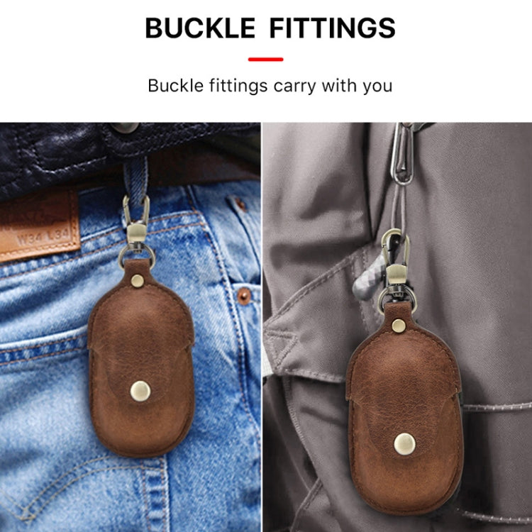 CF1109 For Galaxy Buds Crazy Horse Texture Clamshell Earphone Protective Leather Case with Hook (Brown) - Samsung Earphone Case by buy2fix | Online Shopping UK | buy2fix