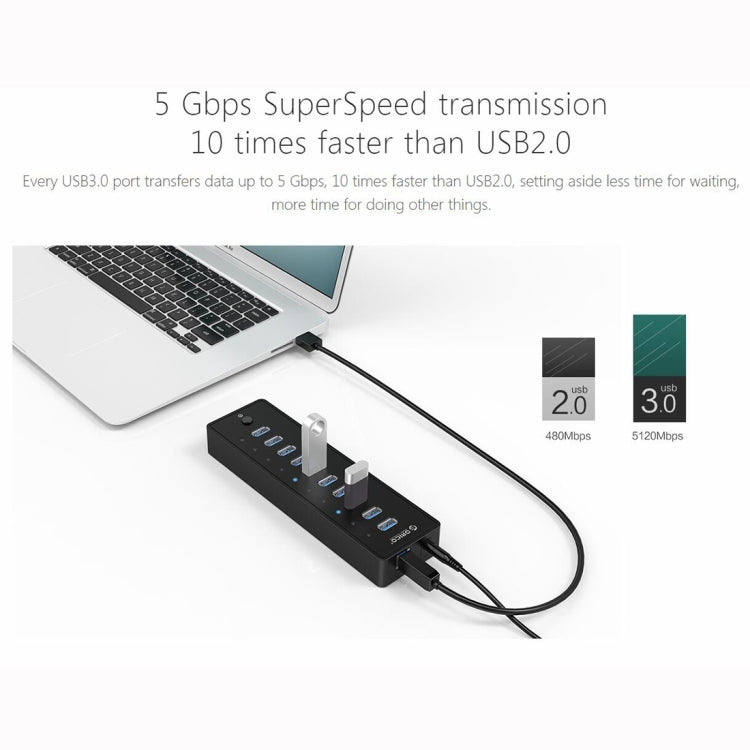 ORICO P10-U3-V1 10 USB 3.0 Ports HUB, Specification: US Plug - USB HUB by buy2fix | Online Shopping UK | buy2fix