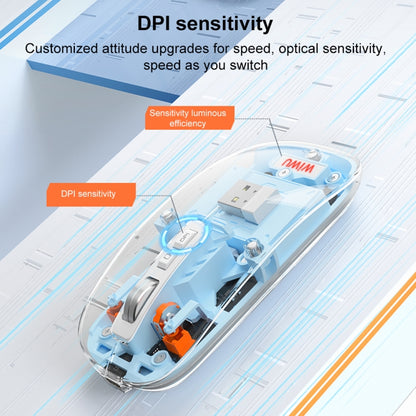 WIWU Crystal Wireless Mouse WM105 Three-mode Rechargeable Mute Wireless Mouse (Grey) - Wireless Mice by WIWU | Online Shopping UK | buy2fix