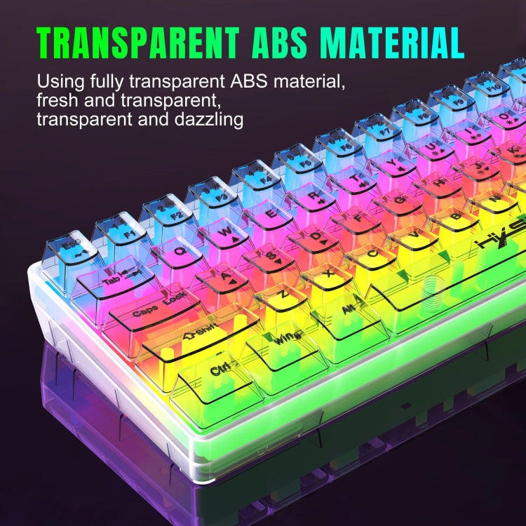 HXSJ V700T 61-key Wired Membrane RGB Backlit Mechanical Keyboard (Transparent) - Wired Keyboard by HXSJ | Online Shopping UK | buy2fix