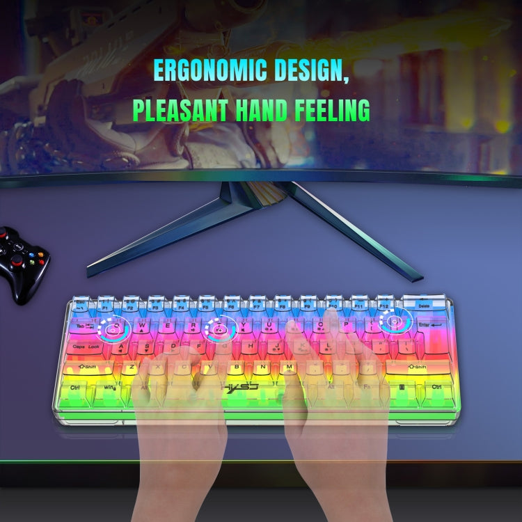 HXSJ V700T 61-key Wired Membrane RGB Backlit Mechanical Keyboard (Transparent) - Wired Keyboard by HXSJ | Online Shopping UK | buy2fix