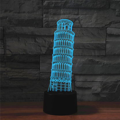 Paris Leaning Tower Shape 3D Colorful LED Vision Light Table Lamp, Crack Touch Version - Novelty Lighting by buy2fix | Online Shopping UK | buy2fix
