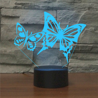 Two Butterflies Shape 3D Colorful LED Vision Light Table Lamp, Crack Touch Version - Novelty Lighting by buy2fix | Online Shopping UK | buy2fix