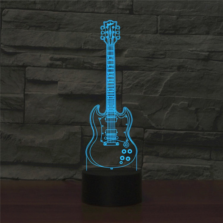 Five-string Guitar Shape 3D Colorful LED Vision Light Table Lamp, Crack Touch Version - Novelty Lighting by buy2fix | Online Shopping UK | buy2fix