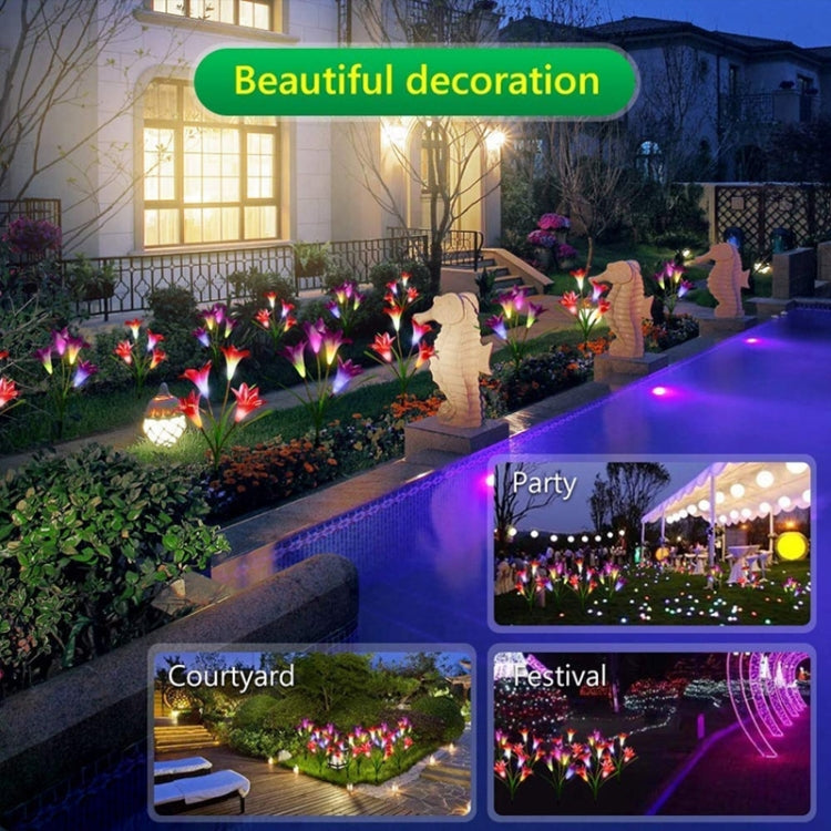 Simulated Lily Flower 4 Heads Solar Powered Outdoor IP55 Waterproof LED Decorative Lawn Lamp, White Light (Purple) - Solar Lights by buy2fix | Online Shopping UK | buy2fix