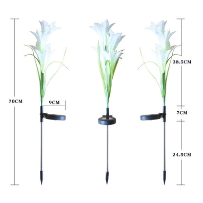 Simulated Lily Flower 4 Heads Solar Powered Outdoor IP55 Waterproof LED Decorative Lawn Lamp, Colorful Light (Blue) - Solar Lights by buy2fix | Online Shopping UK | buy2fix