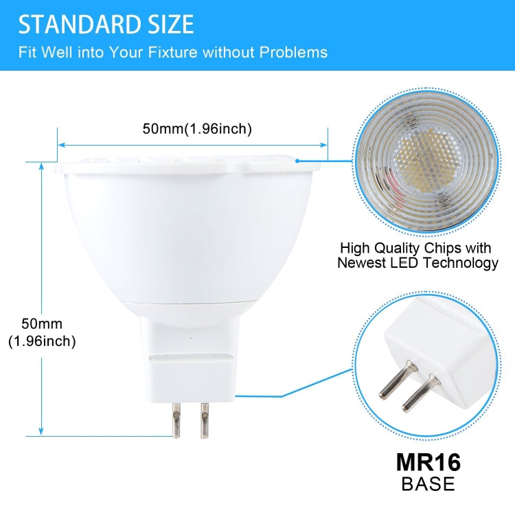 MR16-6LED 5W 2835COB LED Spotlight, AC12-18V DC12-24V (White Light) - LED Blubs & Tubes by buy2fix | Online Shopping UK | buy2fix