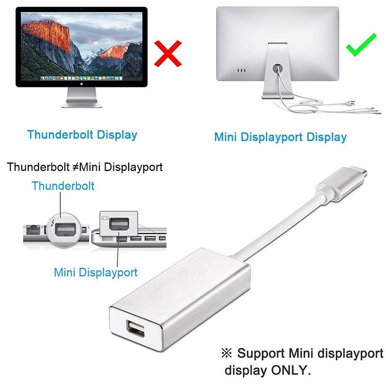 USB-C / Type-C 3.1 Male to Mini DP Female HD Converter, Length: 12cm(Gold) - Cable & Adapter by buy2fix | Online Shopping UK | buy2fix