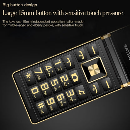 SATREND A15-M Dual-screen Flip Elder Phone, 3.0 inch + 1.77 inch, MTK6261D, Support FM, Network: 2G, Big Keys, Dual SIM(Gold) - SATREND by SATREND | Online Shopping UK | buy2fix