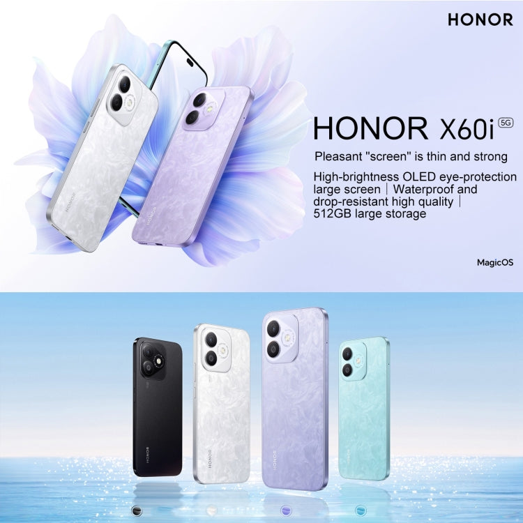 Honor X60i,  8GB+256GB, Screen Fingerprint, 6.7 inch MagicOS 8.0 Dimensity 6080 Octa Core, Network: 5G, OTG, Not Support Google Play  (Purple) - Honor by Huawei | Online Shopping UK | buy2fix