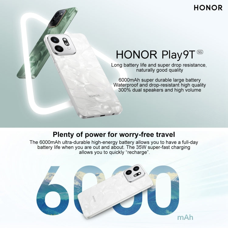 Honor Play9T 5G, 12GB+256GB, 6.77 inch MagicOS 8.0 Qualcomm Snapdragon 4 Gen2 Octa Core up to 2.2GHz, Network: 5G, OTG, Not Support Google Play (Green) - Honor by Huawei | Online Shopping UK | buy2fix