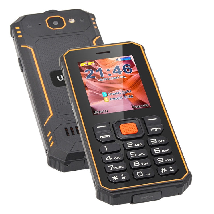 UNIWA S2 IP68 Rugged Keypad Phone, 2.4 inch Mediatek MT6261, 2500mAh Battery, 21 Keys, Network: 2G (Black+Orange) - UNIWA by UNIWA | Online Shopping UK | buy2fix