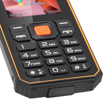 UNIWA S2 IP68 Rugged Keypad Phone, 2.4 inch Mediatek MT6261, 2500mAh Battery, 21 Keys, Network: 2G (Black+Orange) - UNIWA by UNIWA | Online Shopping UK | buy2fix