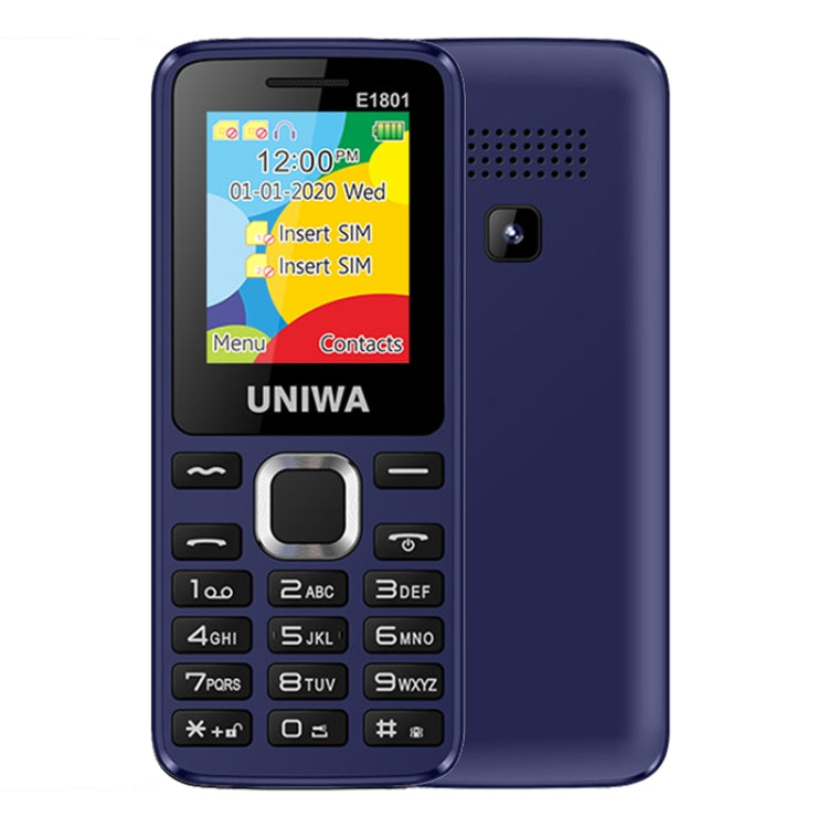 UNIWA E1801 Mobile Phone, 1.77 inch, 800mAh Battery, 21 Keys, Support Bluetooth, FM, MP3, MP4, GSM, Dual SIM(Blue) - UNIWA by UNIWA | Online Shopping UK | buy2fix