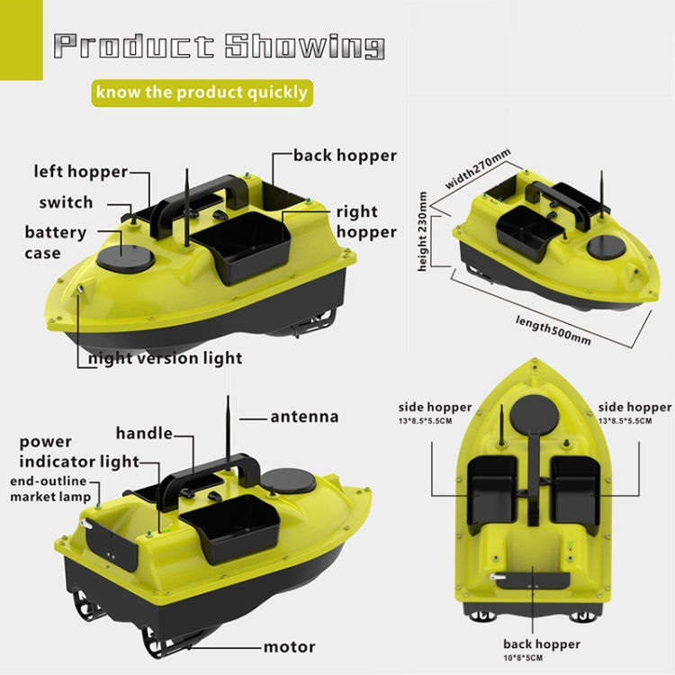 D18 Smart RC Three Hoppers Fishing Bait Boat 2kg Load 500m Remote Control - RC Boats by buy2fix | Online Shopping UK | buy2fix