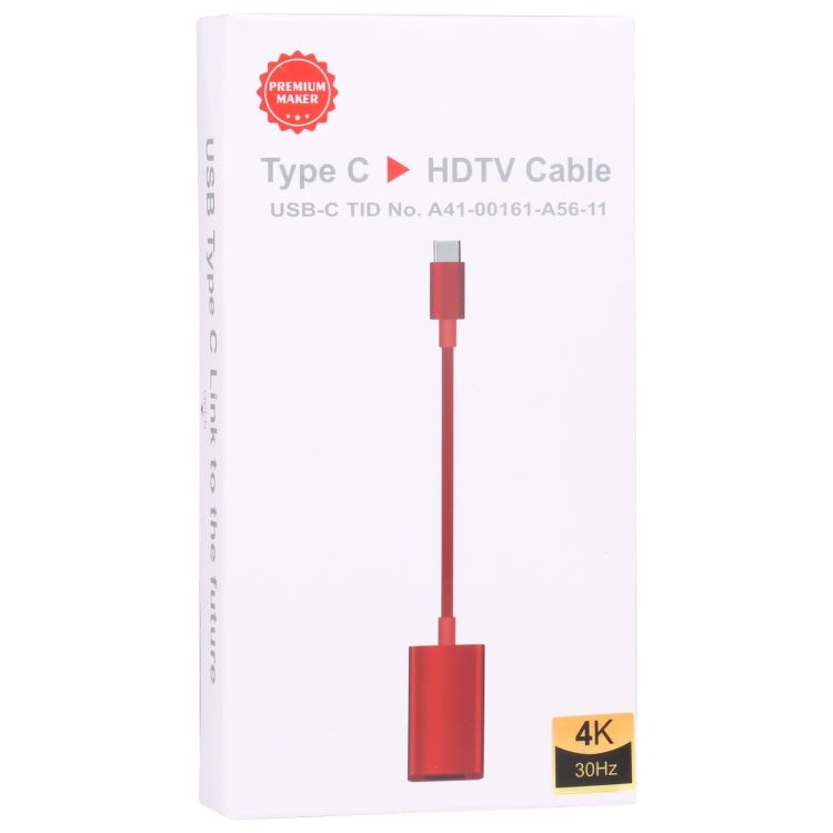 TH001 USB-C / Type-C Male to HDTV Female 4K UHD Adapter(Red) - Converter & Adapter by buy2fix | Online Shopping UK | buy2fix