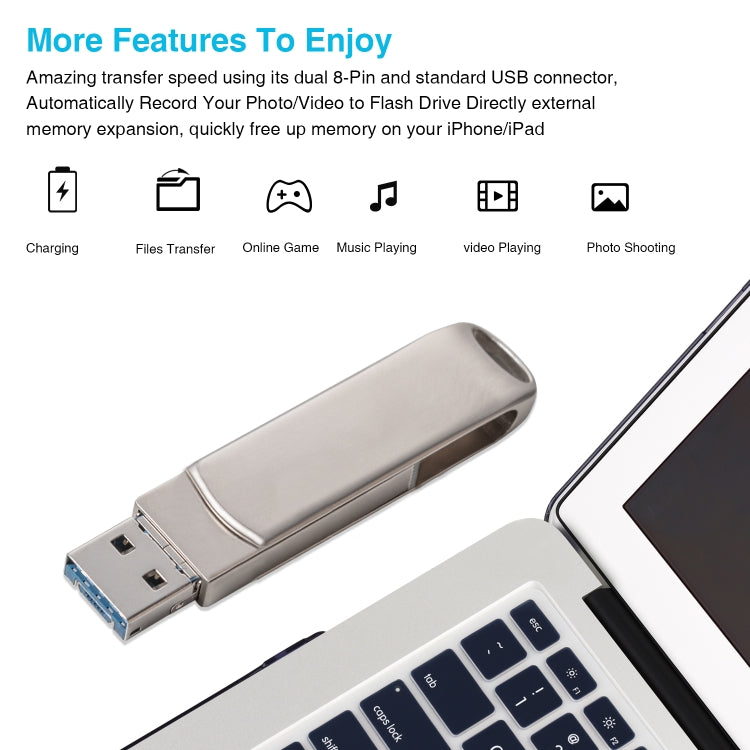 Richwell 3 in 1 32G Micro USB + 8 Pin + USB 3.0 Metal Rotating Push-pull Flash Disk with OTG Function(Silver) - U Disk & Card Reader by Richwell | Online Shopping UK | buy2fix