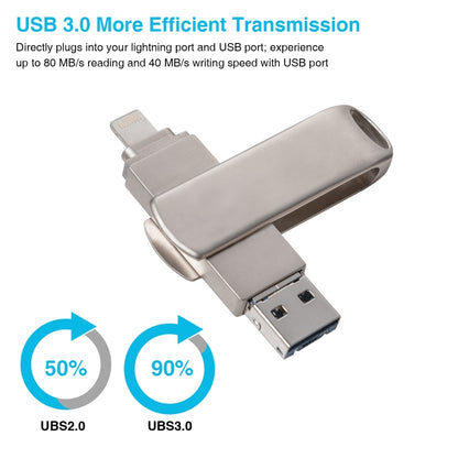 Richwell 3 in 1 32G Micro USB + 8 Pin + USB 3.0 Metal Rotating Push-pull Flash Disk with OTG Function(Silver) - U Disk & Card Reader by Richwell | Online Shopping UK | buy2fix