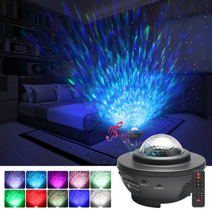 8W USB Charging Music Starry Sky Water Texture Light Atmosphere Lamp with Remote Control (Black) - Projection Lamp by buy2fix | Online Shopping UK | buy2fix