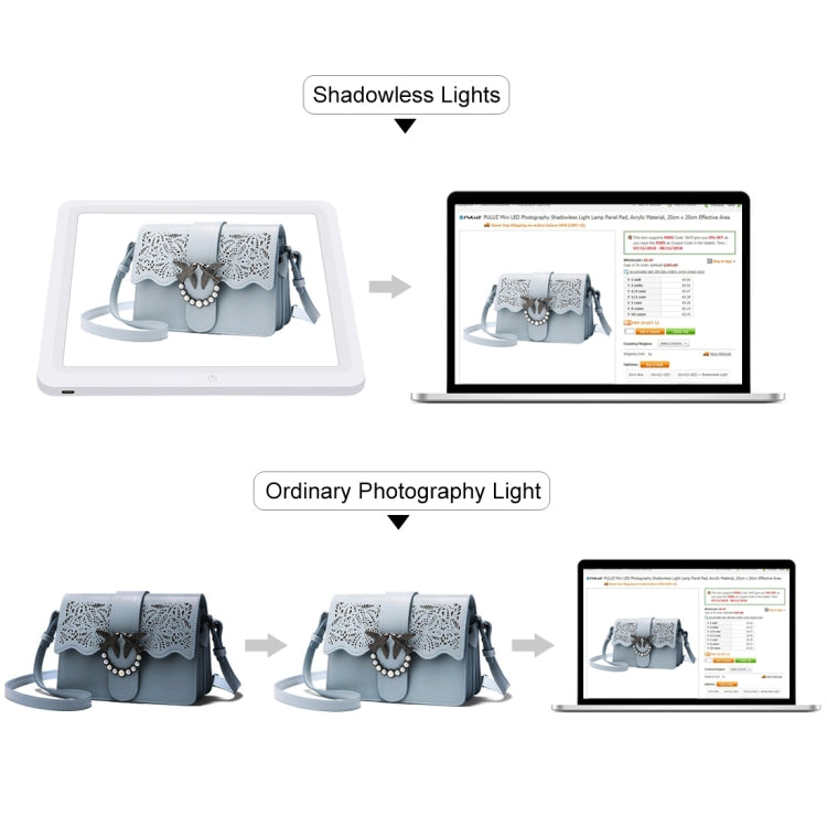 PULUZ Mini LED Photography Shadowless Light Lamp Panel Pad + Studio Shooting Tent Box, Acrylic Material, 20cm x 20cm Effective Area -  by PULUZ | Online Shopping UK | buy2fix