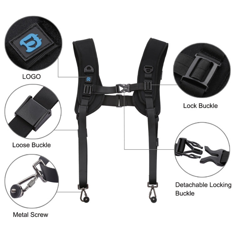 PULUZ Quick Release Double Shoulder Harness Soft Pad Decompression Foam Strap Belt for DSLR Digital Cameras - Camera Strap by PULUZ | Online Shopping UK | buy2fix