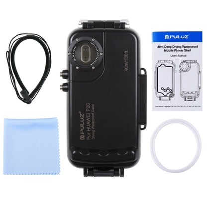 PULUZ PULUZ 40m/130ft Waterproof Diving Case for Huawei P20, Photo Video Taking Underwater Housing Cover(Black) - Huawei Cases by PULUZ | Online Shopping UK | buy2fix