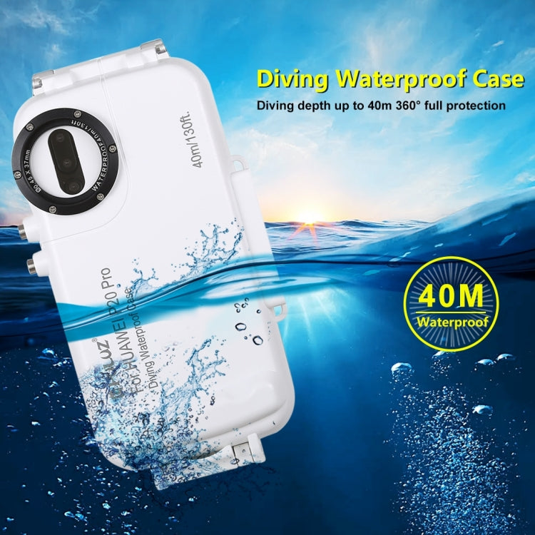 PULUZ 40m/130ft Waterproof Diving Case for Huawei P20 Pro, Photo Video Taking Underwater Housing Cover(White) - Huawei Cases by PULUZ | Online Shopping UK | buy2fix