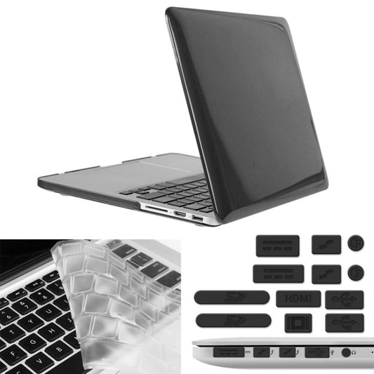 ENKAY for Macbook Pro Retina 15.4 inch (US Version) / A1398 Hat-Prince 3 in 1 Crystal Hard Shell Plastic Protective Case with Keyboard Guard & Port Dust Plug(Black) - MacBook Pro Cases by ENKAY | Online Shopping UK | buy2fix