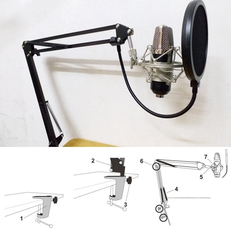 NB-35 Adjustable Table Mount Recording Microphone Suspension Arm Stand Clip Holder, For Studio Recording, Live Broadcast, Live Show, KTV, etc.(Black) - Stand by buy2fix | Online Shopping UK | buy2fix