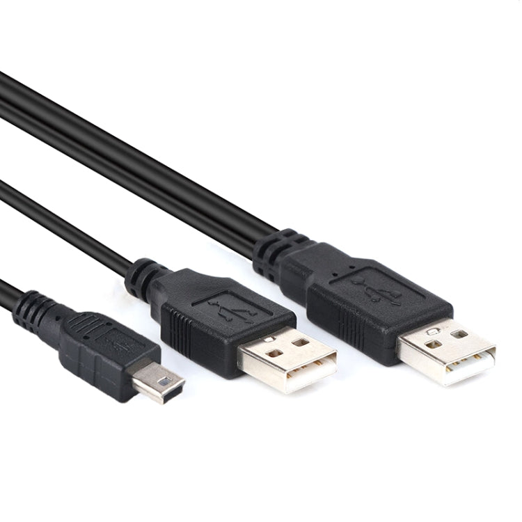 2 in 1 USB 2.0 Male to Mini 5pin Male + USB Male Cable, Length: 80 cm(Black) - USB Cable by buy2fix | Online Shopping UK | buy2fix
