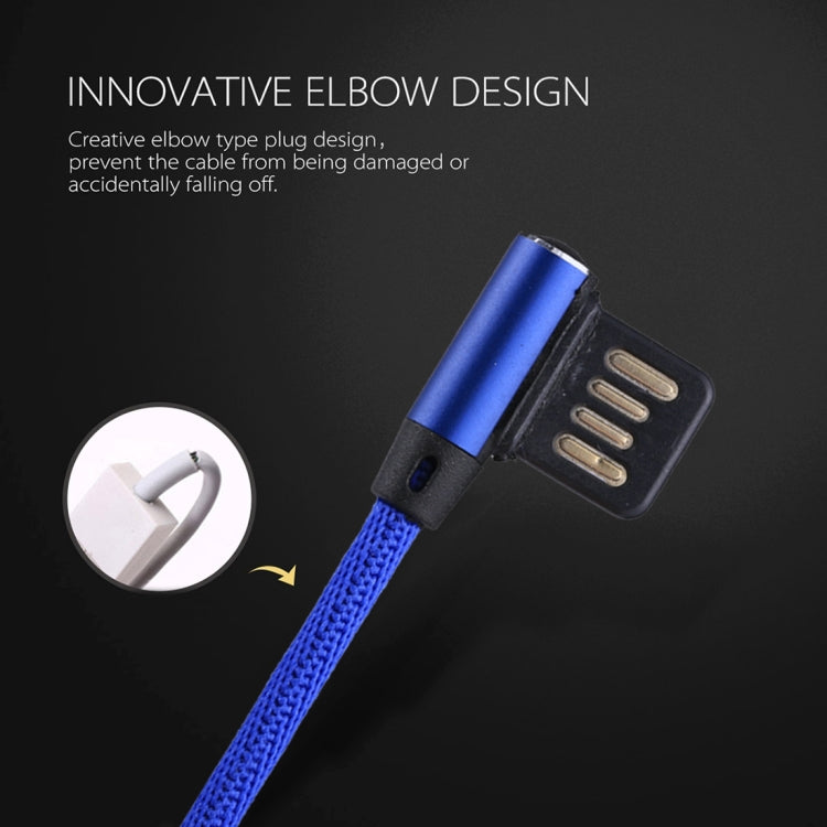1m 2.4A Output USB to USB-C / Type-C Double Elbow Design Nylon Weave Style Data Sync Charging Cable(Dark Blue) - USB-C & Type-C Cable by buy2fix | Online Shopping UK | buy2fix
