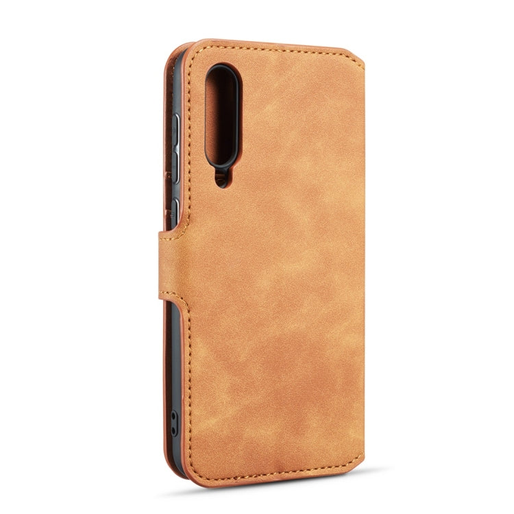 DG.MING Retro Oil Side Horizontal Flip Case for Galaxy A50, with Holder & Card Slots & Wallet (Brown) - Galaxy Phone Cases by DG.MING | Online Shopping UK | buy2fix