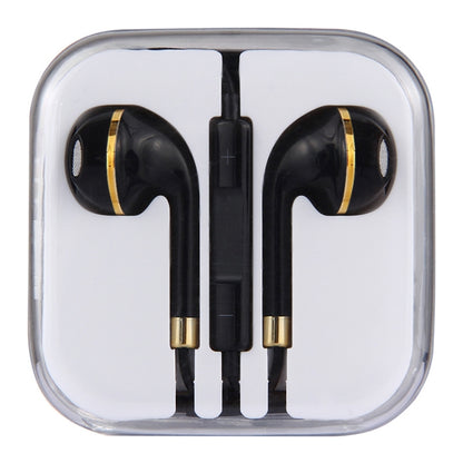 Black Wire Body 3.5mm In-Ear Earphone with Line Control & Mic for iPhone, Galaxy, Huawei, Xiaomi, LG, HTC and Other Smart Phones(Gold) - Normal Style Earphone by buy2fix | Online Shopping UK | buy2fix