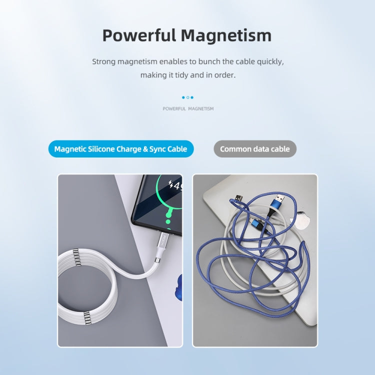 ROCK 2A Type-C / USB-C Silicone Magnetic Charging Data Cable, Length: 1.8m (White) - USB-C & Type-C Cable by ROCK | Online Shopping UK | buy2fix