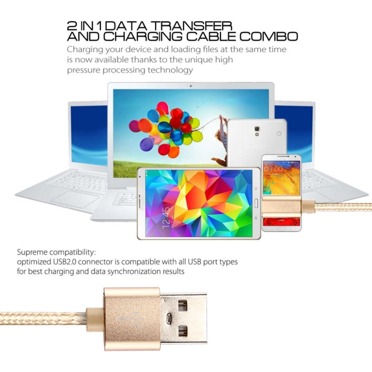 Knit Texture USB to USB-C / Type-C Data Sync Charging Cable, Cable Length: 3m, 3A Total Output, 2A Transfer Data(Gold) - USB-C & Type-C Cable by buy2fix | Online Shopping UK | buy2fix