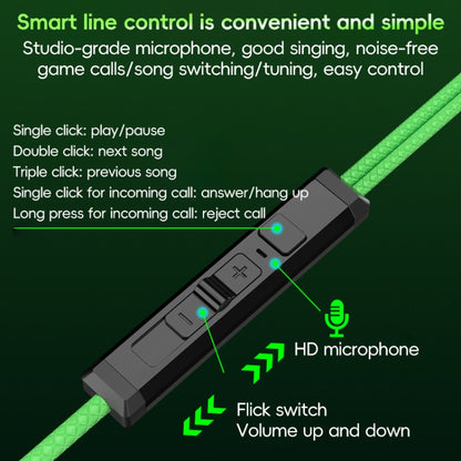 G29 USB-C / Type-C In-Ear Gaming Wired Earphone, Length: 1.2m (Green) - Type-C Earphone by buy2fix | Online Shopping UK | buy2fix