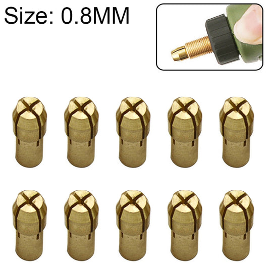 10 PCS Three-claw Copper Clamp Nut for Electric Mill Fittings，Bore diameter: 0.8mm - Hex Key & Spanner by buy2fix | Online Shopping UK | buy2fix