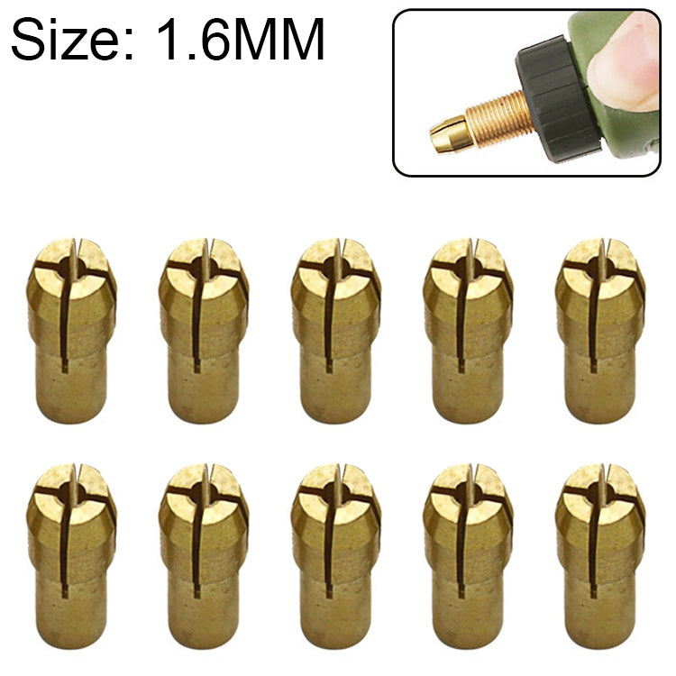 10 PCS Three-claw Copper Clamp Nut for Electric Mill Fittings，Bore diameter: 1.6mm - Hex Key & Spanner by buy2fix | Online Shopping UK | buy2fix