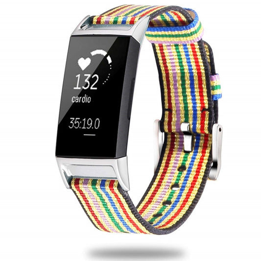 For Fitbit Charge 3 Watch Nylon Canvas Strap Plastic Connector Length: 21cm(Iridescence) - Watch Bands by buy2fix | Online Shopping UK | buy2fix