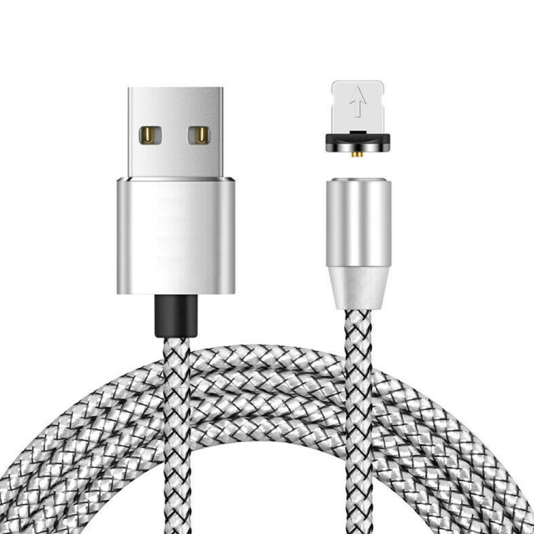 USB to 8 Pin Magnetic Metal Connector Nylon Two-color Braided Magnetic Data Cable, Cable Length: 1m(Silver) - Charging Cable & Head by buy2fix | Online Shopping UK | buy2fix